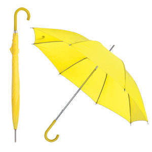 Зонт-трость с пластиковой ручкой, механический, желтый, нейлон, D=105 см