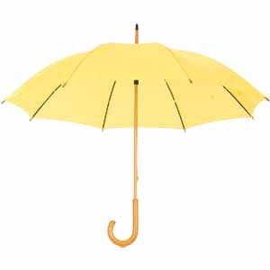 Зонт-трость механический, деревянная ручка, нейлон, D=105, жёлтый