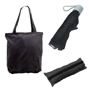 Зонт складной  в чехле-сумке, механический, черный, полиэстер, D=95 см