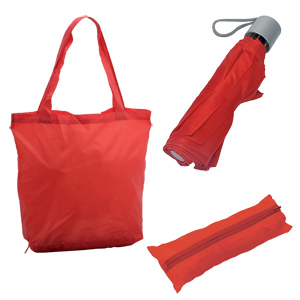 Зонт складной  в чехле-сумке, механический, красный, полиэстер, D=95 см