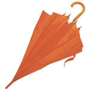 Зонт-трость с пластиковой ручкой, механический; оранжевый; D=103 см; нейлон; шелкография