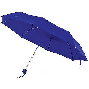 Зонт складной, механический,  с пластиковой ручкой; темно-синий; D=103 cм; нейлон; шелкография