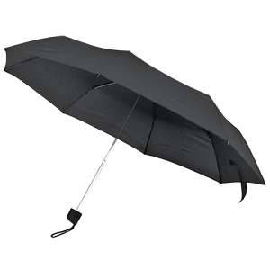 Зонт складной, механический, с пластиковой ручкой; черный; D=103 cм; нейлон; шелкография