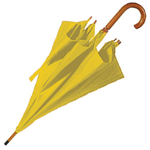 Зонт-трость с деревянной ручкой, полуавтомат; желтый; D=103 см, L=90см; нейлон; шелкография