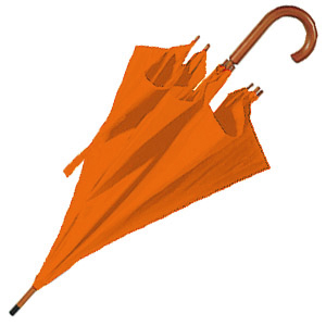 Зонт-трость с деревянной ручкой, полуавтомат; оранжевый; D=103 см, L=90см; нейлон; шелкография