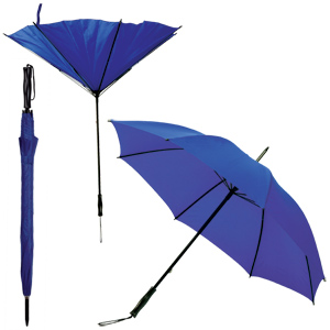 Зонт-трость повышенной прочности, механический, пластиковая ручка, синий, нейлон, D=105 см