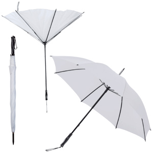 Зонт-трость повышенной прочности, механический, пластиковая ручка, белый, нейлон, D=105 см