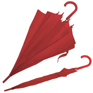 Зонт-трость с пластиковой ручкой, механический; красный; D=103 см; нейлон; шелкография
