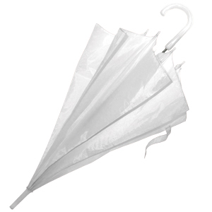Зонт-трость с пластиковой ручкой, механический; белый; D=103 см; нейлон; шелкография